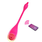 Pink wearable app controlled vibrator with remote app signal