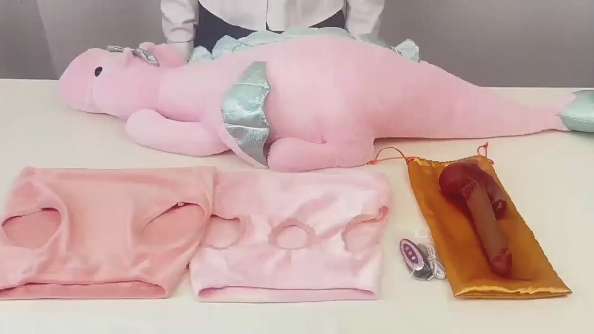 BlissEntry pink dragon plush sex toy product demonstration video