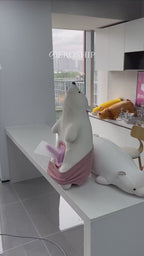 Plush Bear Pillow Automatic Thrusting Dildo with Heating