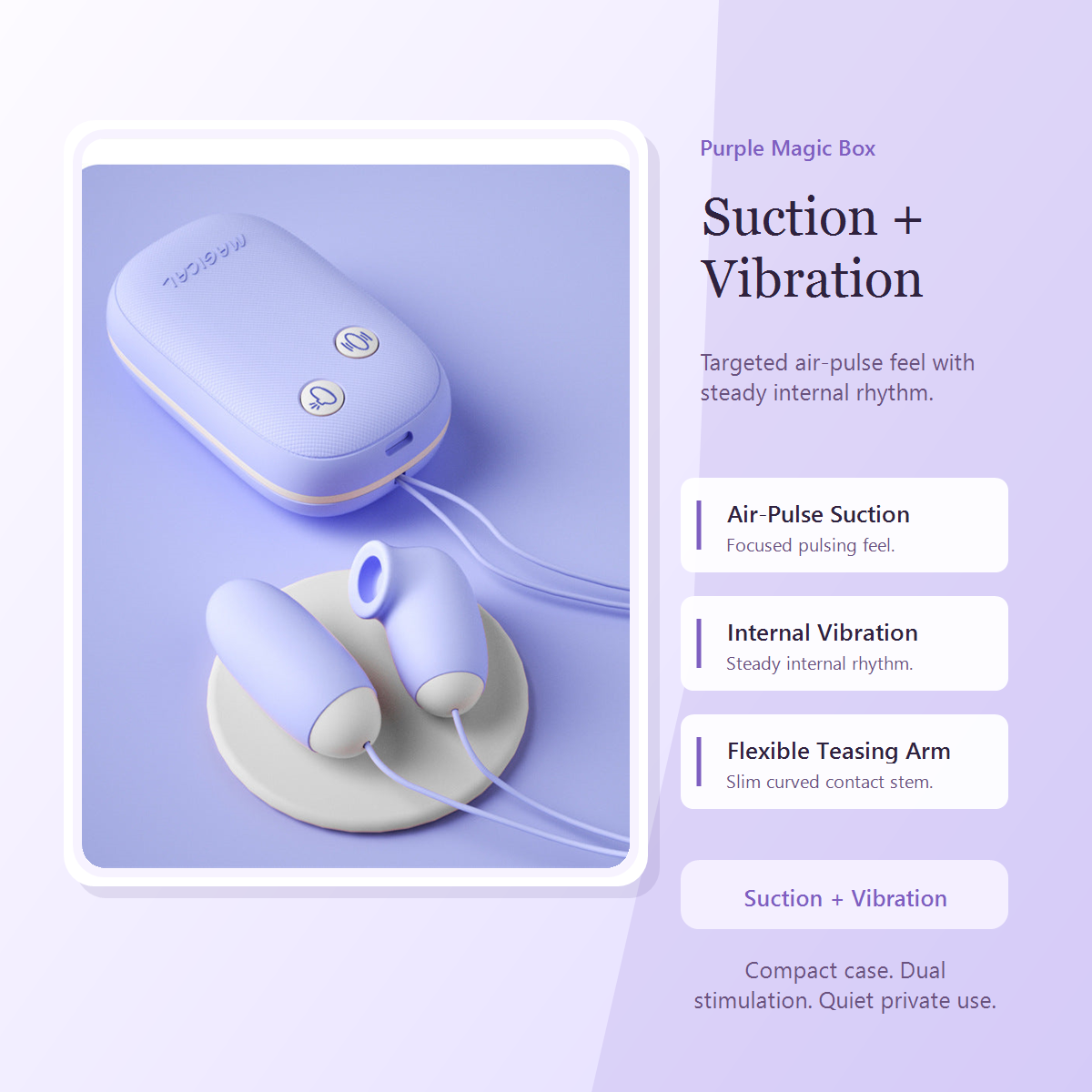 Purple Magic Box suction vibrator with air pulse and internal vibration
