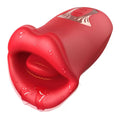 Red lips clitoral vibrator front opening close up
