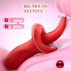Red lips tongue vibrator big mouth vibrating and inhale feature