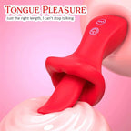 Red lips tongue vibrator tongue pleasure close up