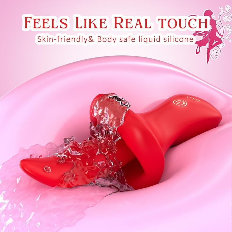 Red lips tongue vibrator waterproof real touch feature