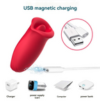 Red lips vibrator usb magnetic charging display