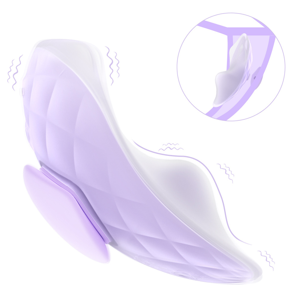 Purple remote-control wearable vibrator with curved external fit