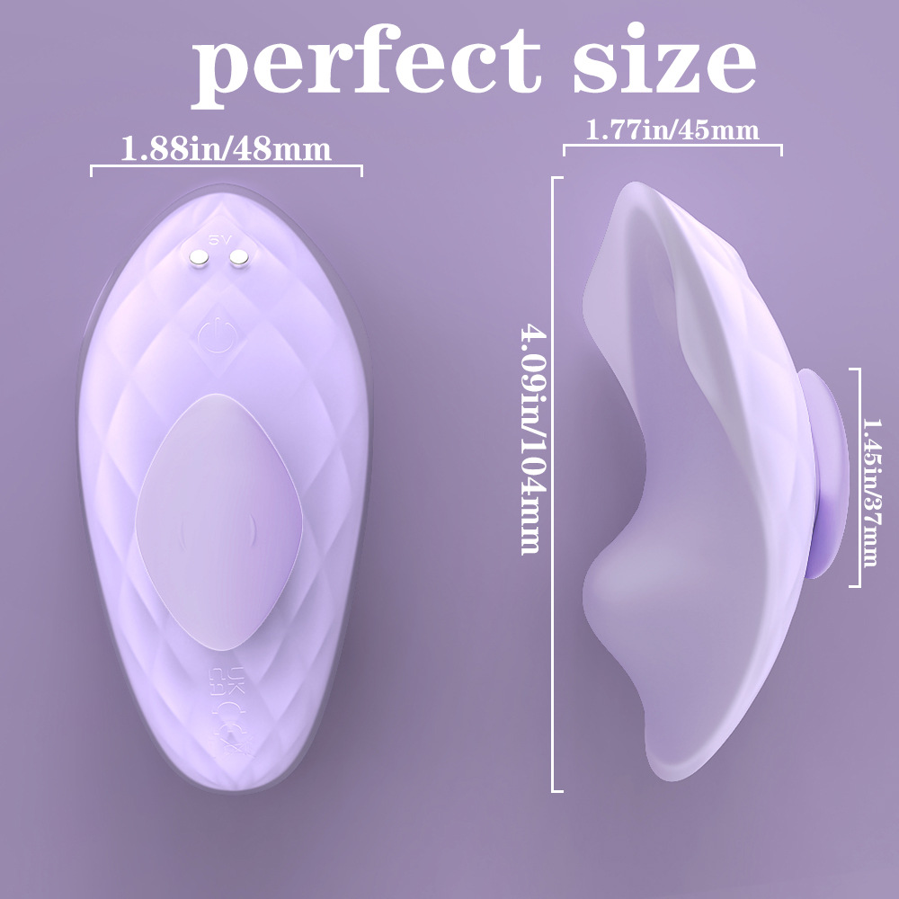 Wearable vibrator dimensions: approximately 4.08 by 1.90 by 1.76 inches