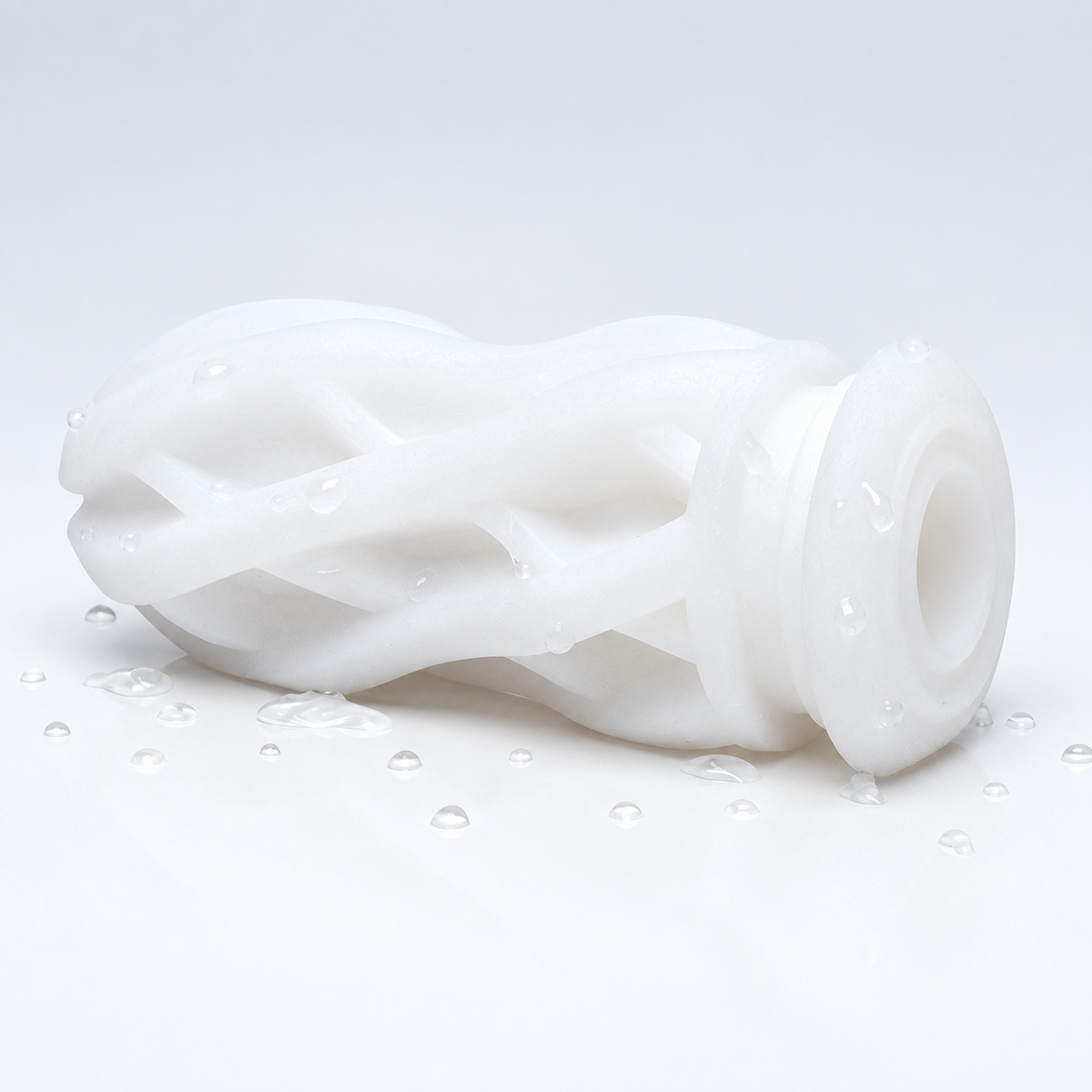 Removable textured masturbator sleeve with sculpted curved channels