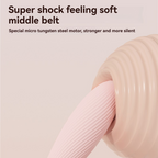 Ribbed finger sleeve around the soft pink mini vibrator body.