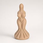 Skin Tone sculpted goddess-form curved silicone dildo on a clean light background