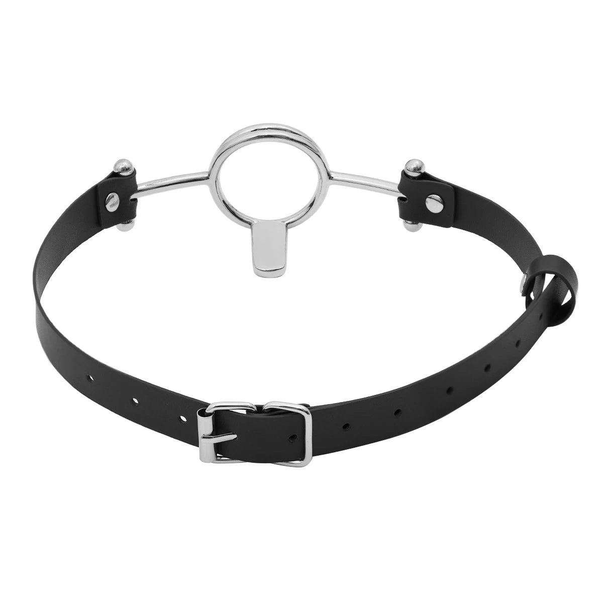 Adjustable Zinc Alloy Tongue Depressor Gag with PU Strap