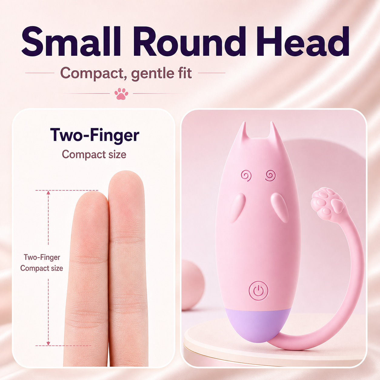Small Round Head Kitty Rabbit Vibrator Detail