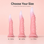 Tentacle dildo size comparison showing S M and L