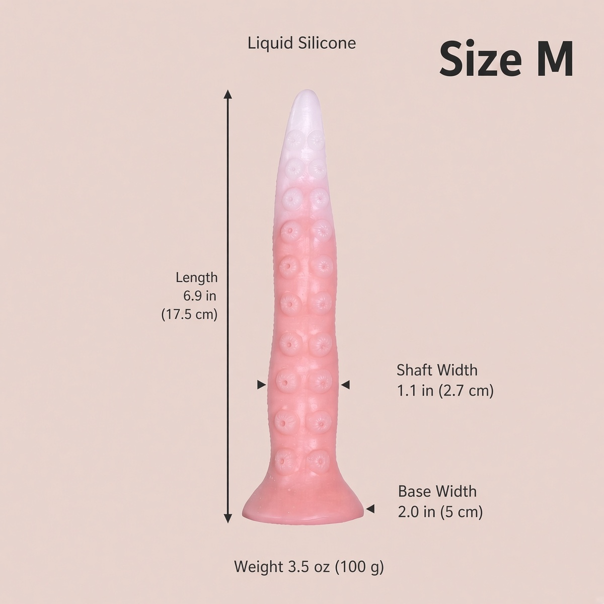 Size M tentacle dildo measurements 6.9 inches long