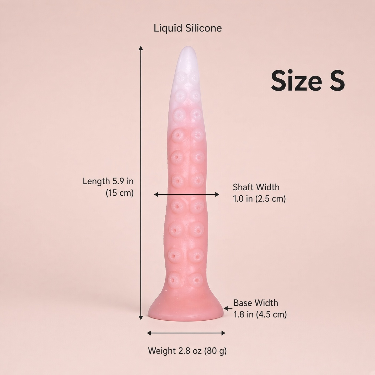 Size S tentacle dildo measurements 5.9 inches long