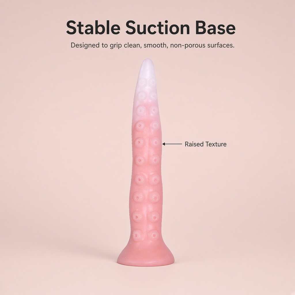 Tentacle dildo with stable suction base and raised texture