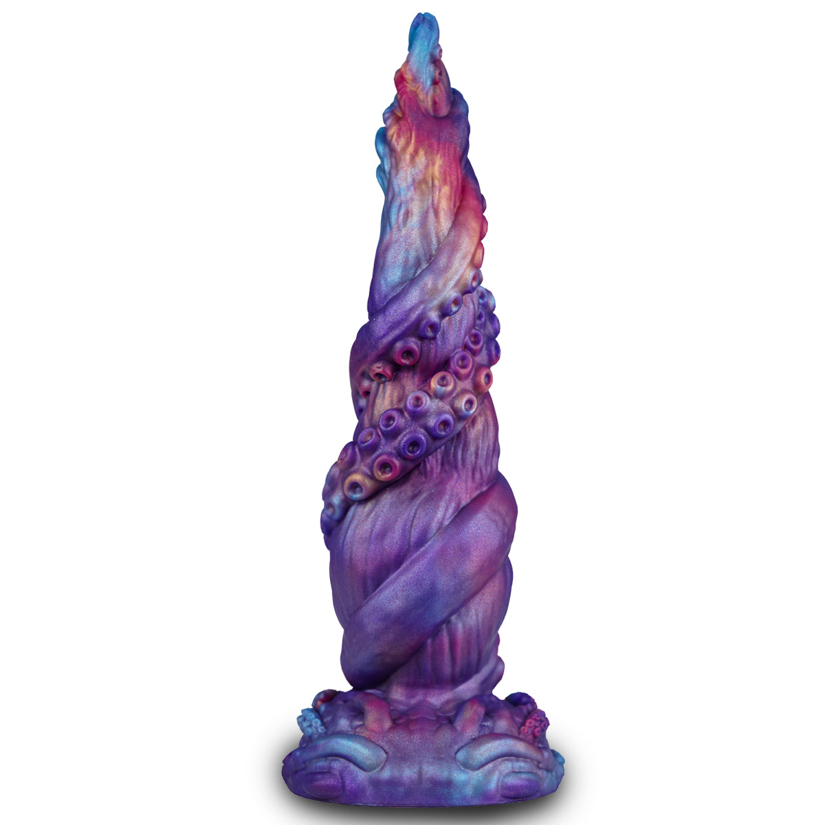 Back view of tentacle fantasy dildo showing spiral wrap and broad base