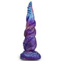 Twisted tentacle fantasy dildo with sculpted sucker texture and marbled finish