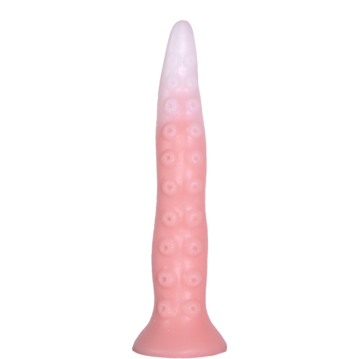 Pink flexible tentacle-texture silicone dildo with tapered shaft