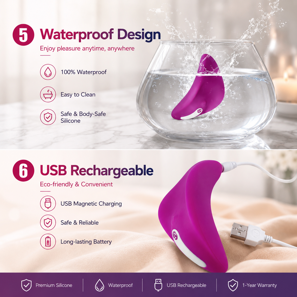 Wearable Clitoral Vibrator, 8 Modes, Waterproof – Better Than Chocolate 2