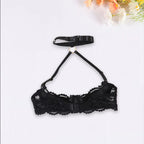 French Lace Quarter Cup Bra Sheer Embroidered Sexy Lingerie Push Up