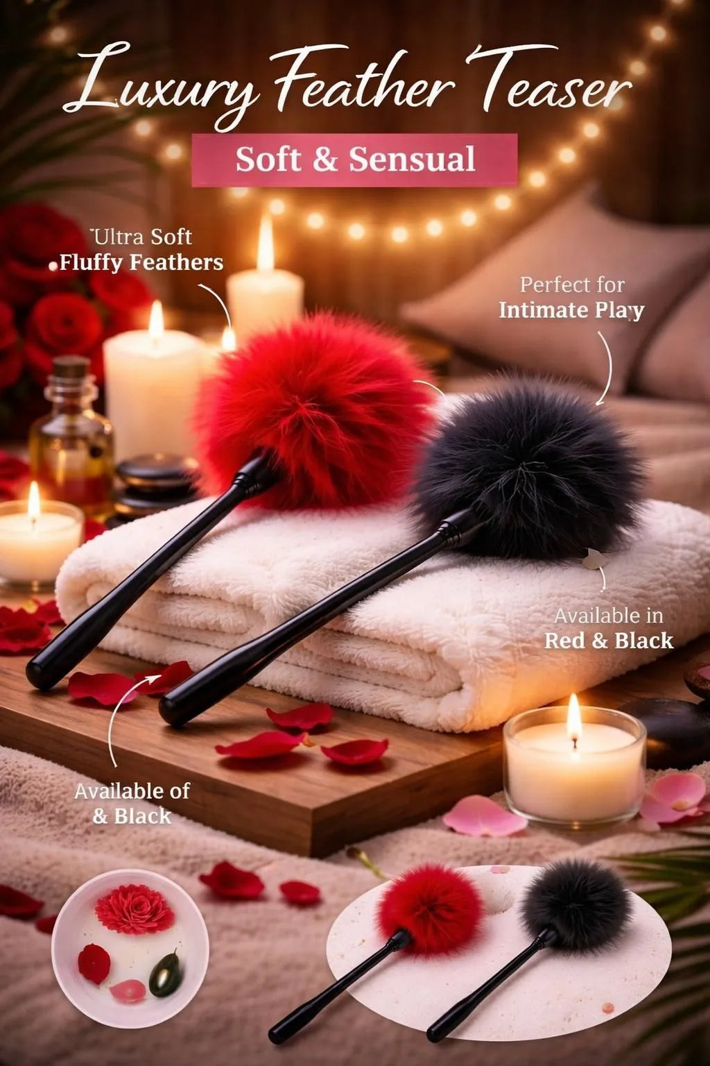 Multicolor Flirting Feather Stick -red and black one