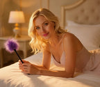 Multicolor Flirting Feather Stick-model hold the purple  Feather Stick