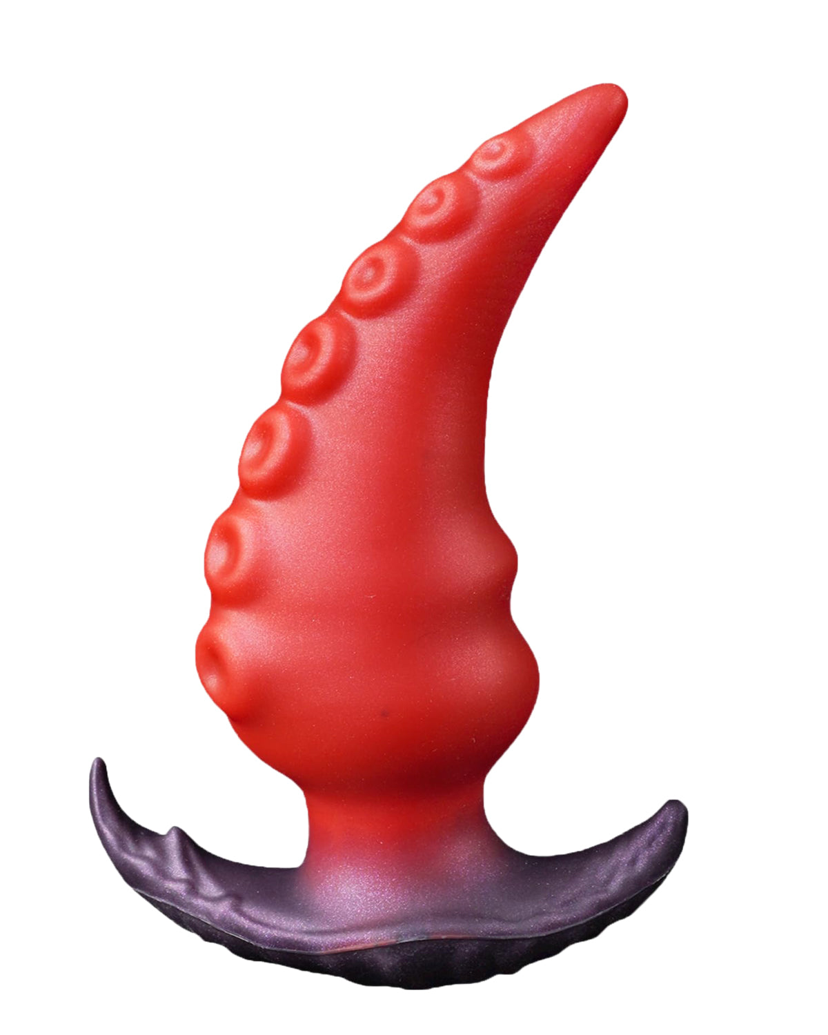 Red textured tentacle butt plug on a white background