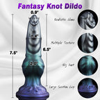 Fantasy silicone dildo design details showing textured shaft, fuller lower contour and suction cup base